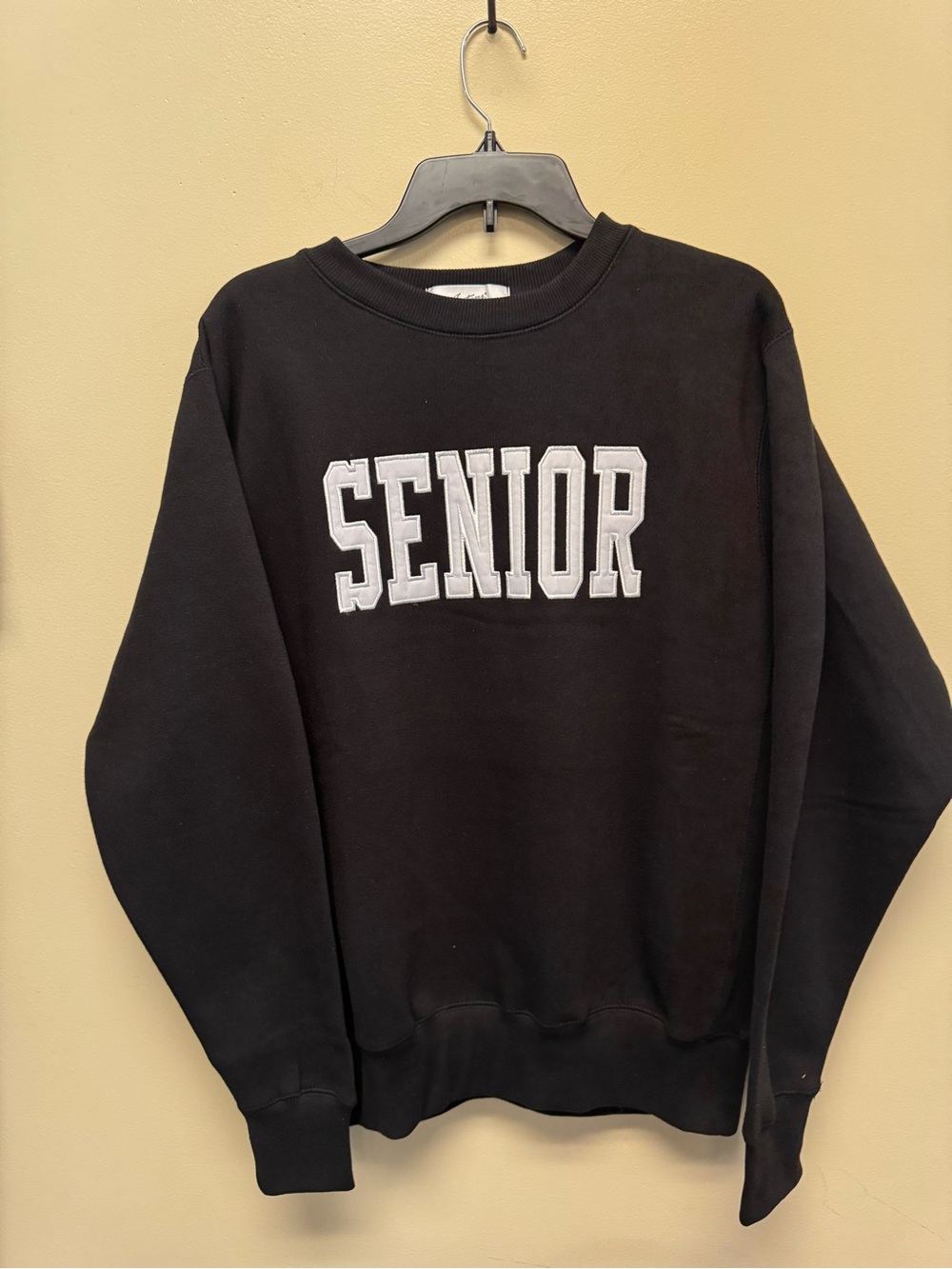 Black Crewneck Sweatshirt with White 'SENIOR'